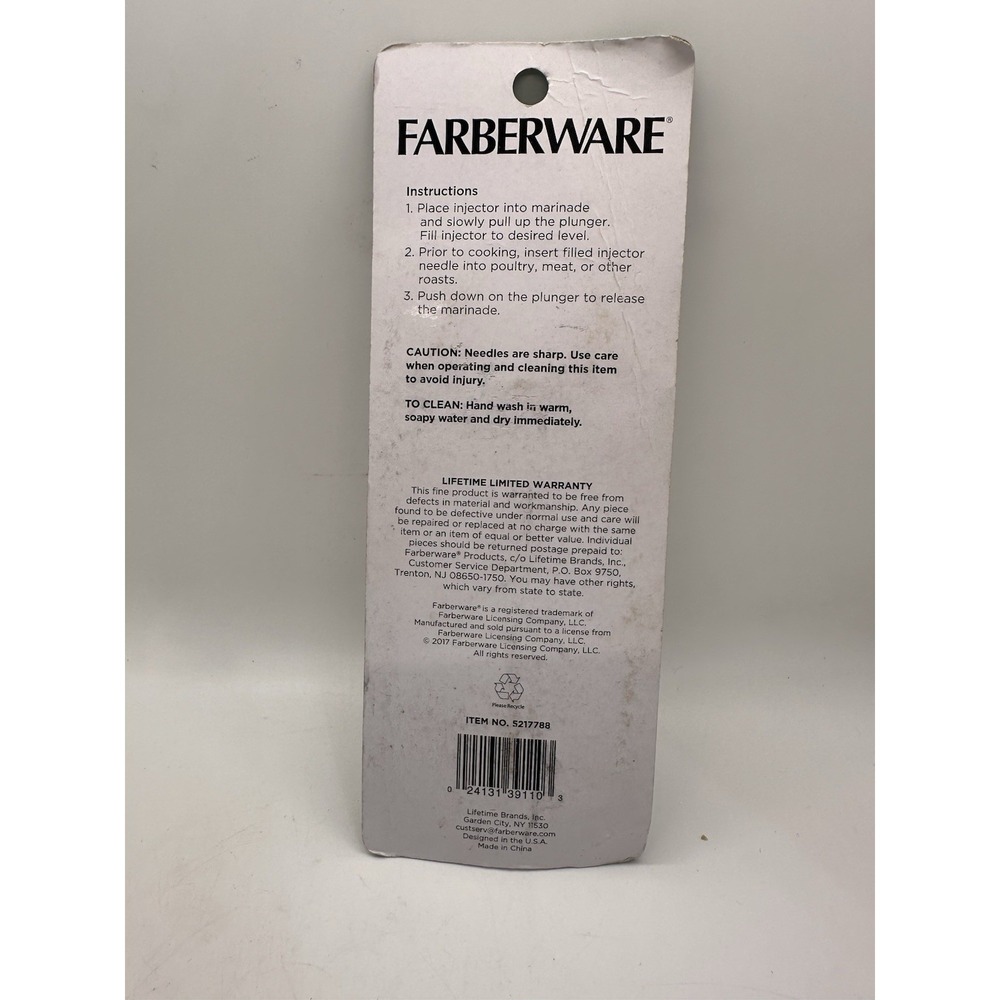 Farberware Roasting Flavor Injector Marinade Syringe w/ 2 Needles New‎ Sealed - Picture 2 of 2